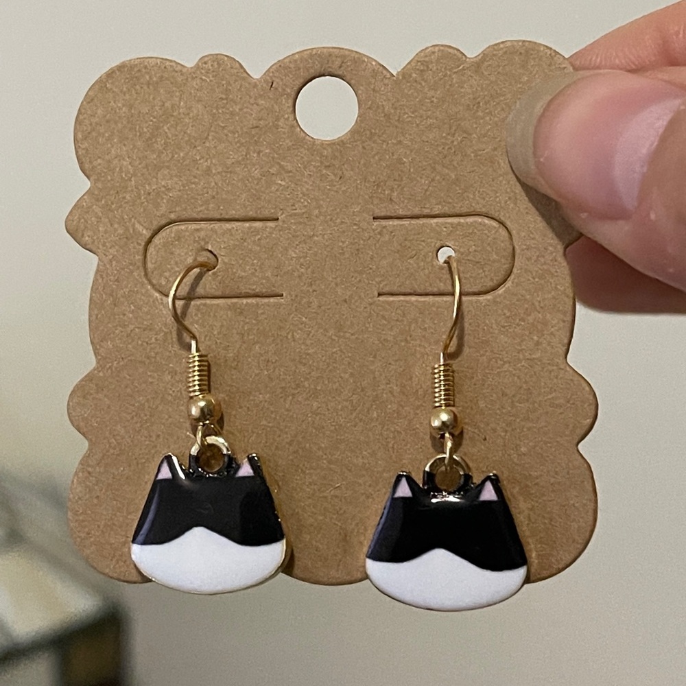 Black And White Kitty Earrings